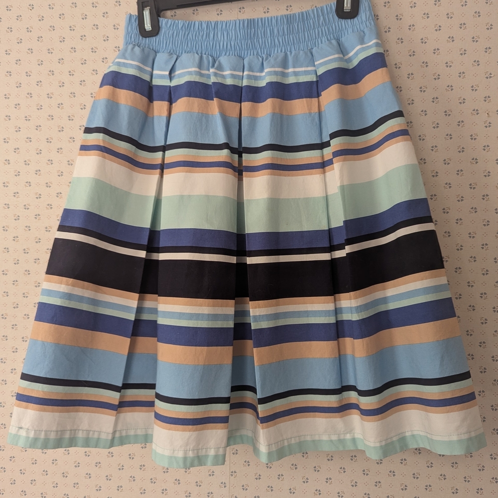 Jane and Delancey Skirt S Striped Multicolor Cotton Swing Flare Coastal Cowgirl